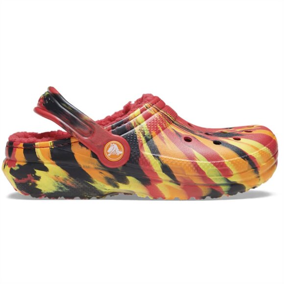 NEW Crocs Kids' Sizes 11-1 Classic Lined Marbled Clog - Molten Lava - Picture 4 of 6